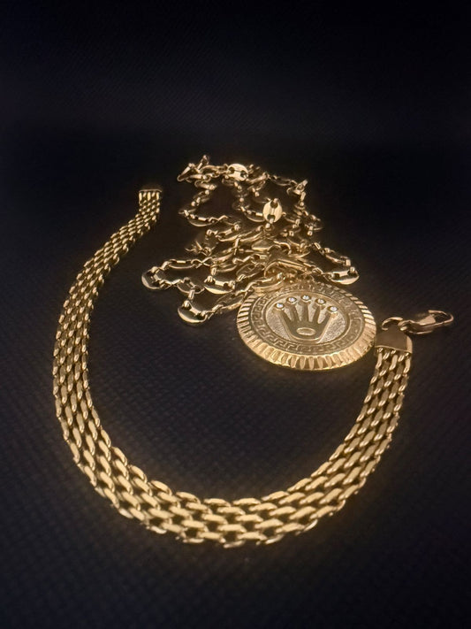 Combo Trilogía Deluxe Gucci - Cadena+Pulsera+Dije